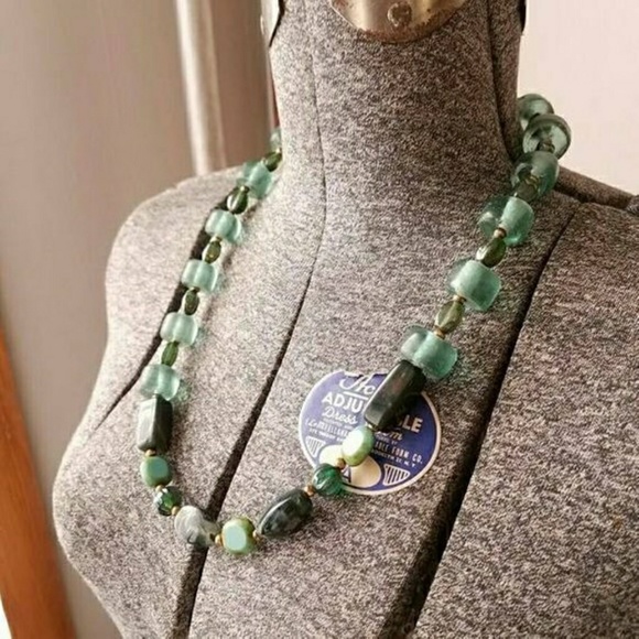 Relisted- Moss Agate sea glass necklace bead necklace - Picture 5 of 8